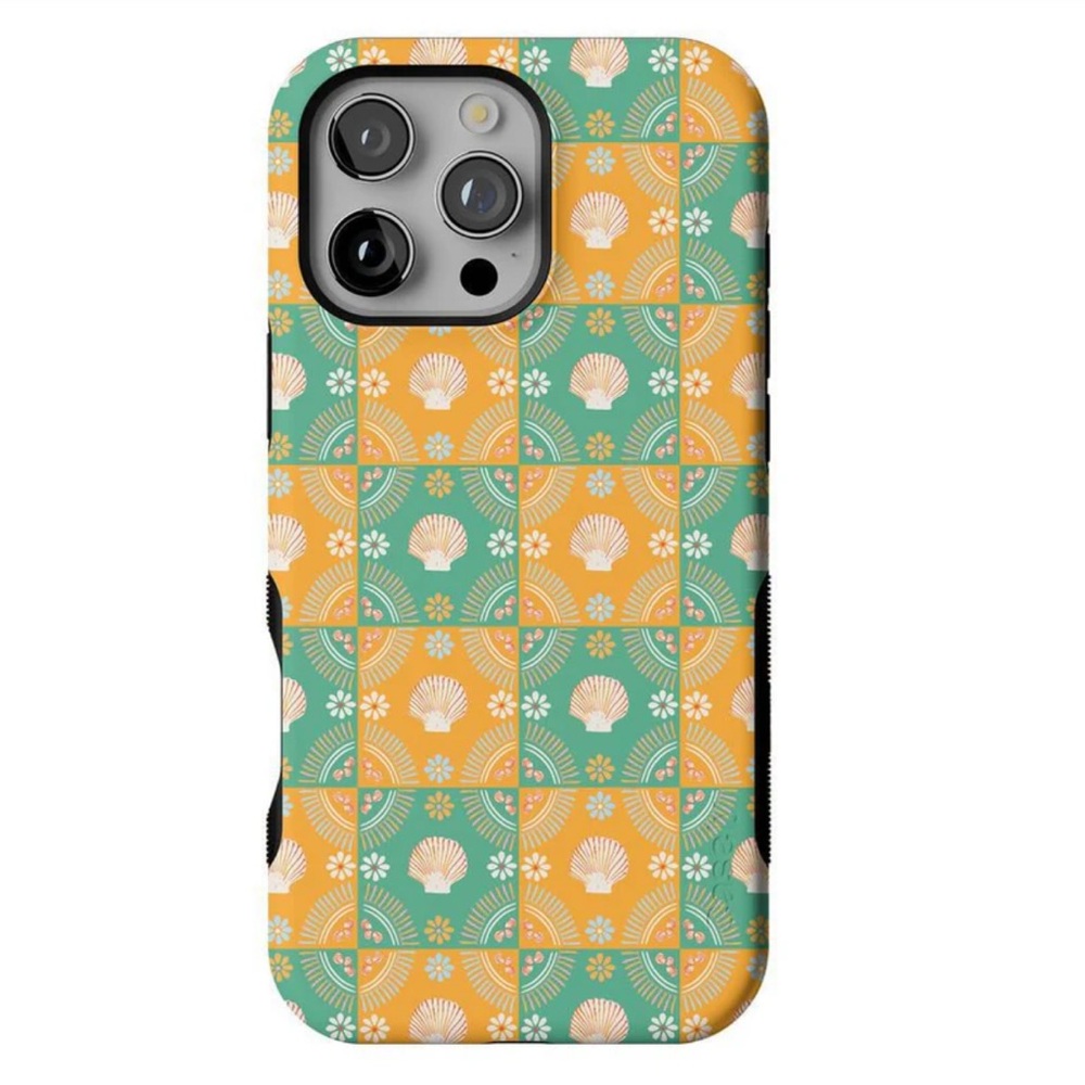 Stylish Seashell Pattern Phone Case - Green and Orange
